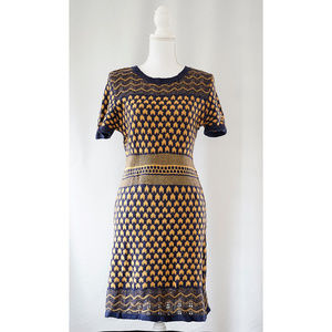 Romeo & Juliet Couture | Blue & Gold Sweater Dress